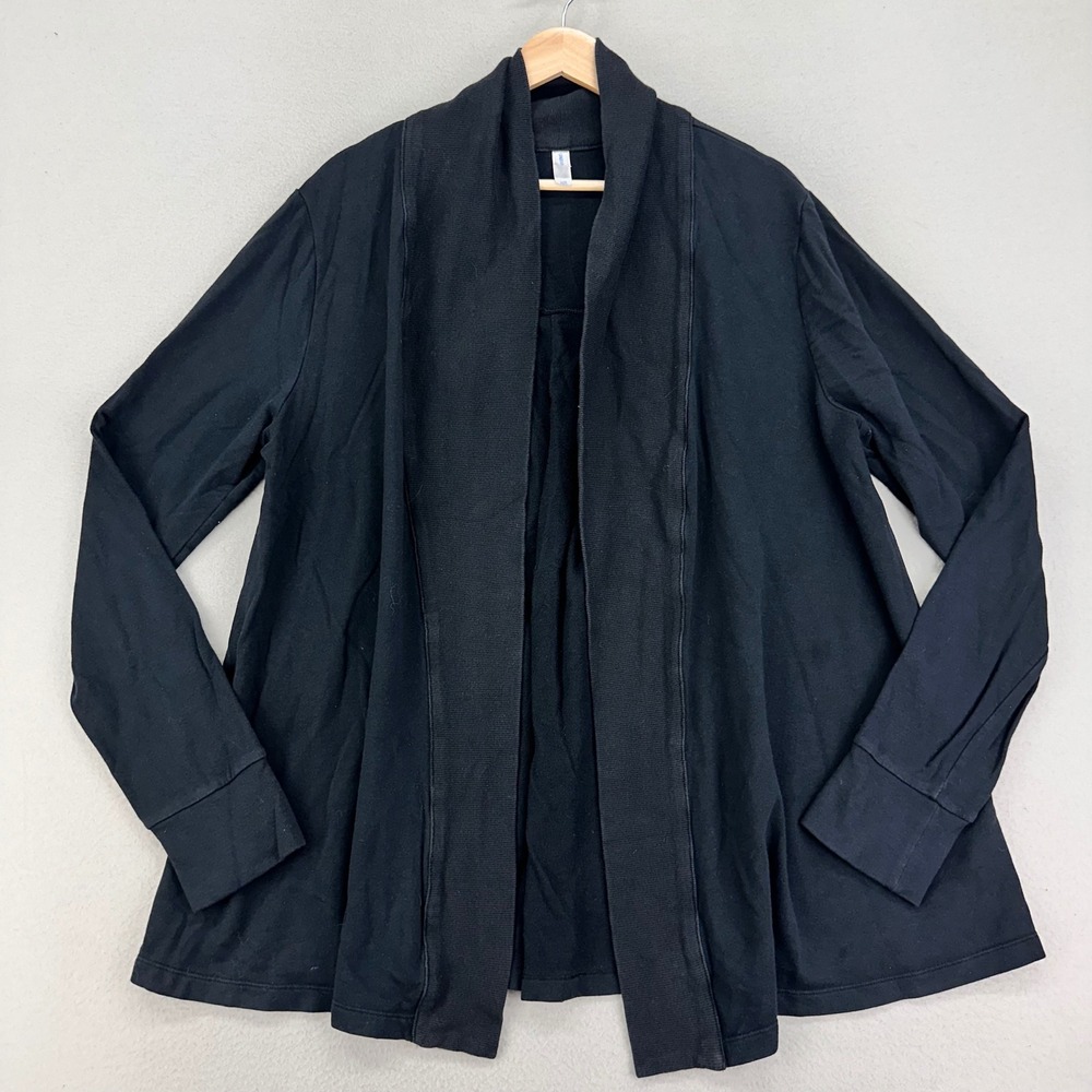 GAP Body Cardigan Womens‎ L Black Open Front Long Sleeve Stretch Lounge